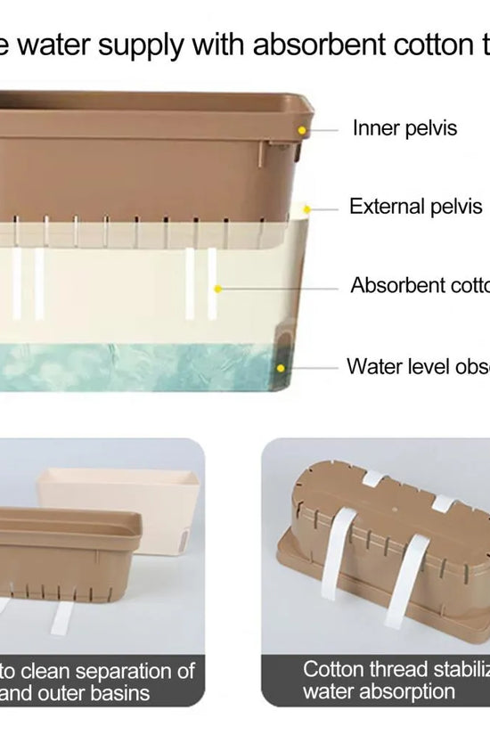 Aqua Layer Rectangular Self-Watering Planter