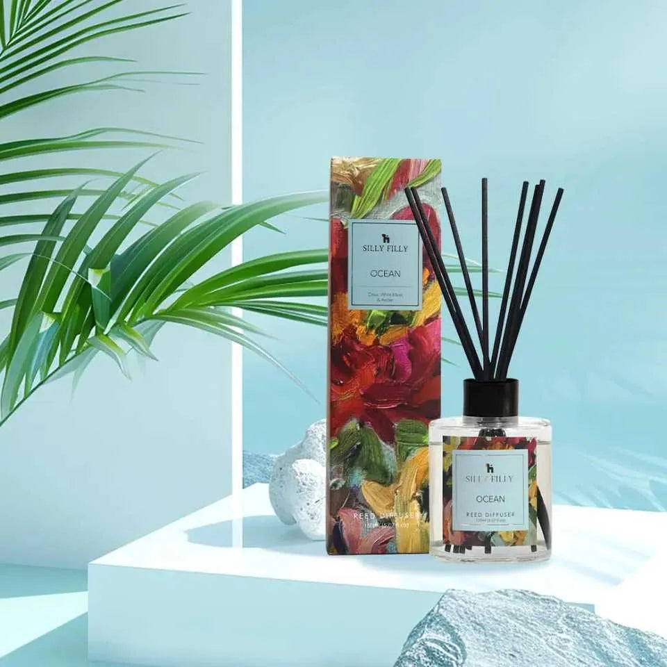 Reed Diffuser Set for Home Bathroom Accessories Shelf Decor Air Fresheners Sticks Diffuser with 5 FL oz Essentials oils S25111